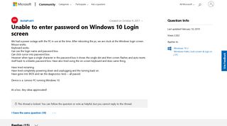 Unable to enter password on Windows 10 Login screen - Microsoft ...