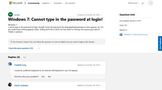 Windows 7: Cannot type in the password at login! - Microsoft Community