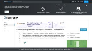 Cannot enter password and login - Windows 7 Professional - Super User