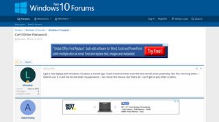 Can't Enter Password | Windows 10 Forums