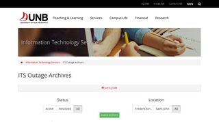 ITS Outage Archives | UNB