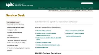 Service Desk for Students | University of Northern British ... - UNBC