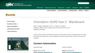 Orientation: NURS Year 3 - Blackboard | University of ... - UNBC