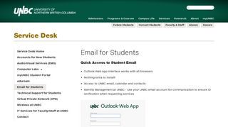 Email for Students | University of Northern British Columbia - UNBC