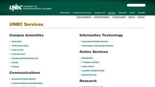Services | University of Northern British Columbia - UNBC