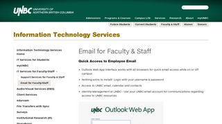 Email for Faculty & Staff | University of Northern British Columbia - UNBC