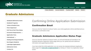 Confirming Online Application Submission | University of ... - UNBC