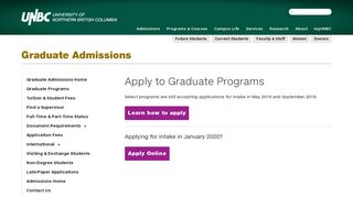 Apply to Graduate Programs | University of Northern British ... - UNBC