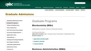 Graduate Programs | University of Northern British Columbia - UNBC