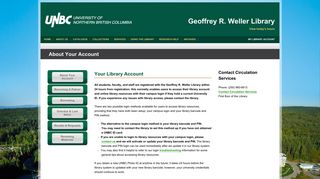 About Your Account - Geoffrey R. Weller Library - UNBC