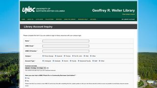 Library Account Inquiry | Geoffrey R. Weller Library - UNBC Library
