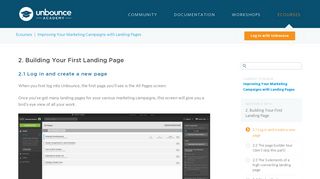 2.1 Log in and create a new page – Unbounce Academy