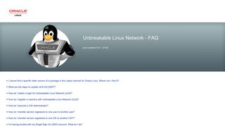 Unbreakable Linux Network: FAQ - Oracle
