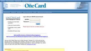 One Card Login Page