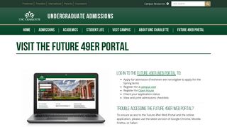 Visit the Future 49er Portal | Undergraduate Admissions | UNC Charlotte