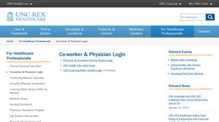 Co-worker & Physician Login | UNC REX Healthcare