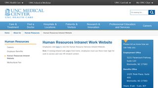 Human Resources @ Work | UNC Medical Center | UNC Health Care