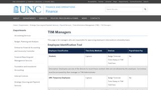 TIM Managers - UNC Finance