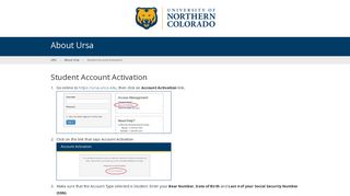 URSA Activation - University of Northern Colorado