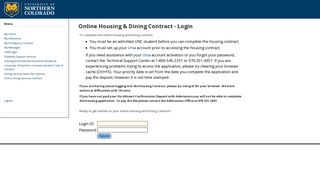Online Housing & Dining Contract - Login
