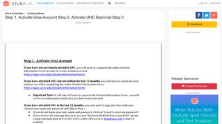 Step 1. Activate Ursa Account Step 2. Activate UNC Bearmail Step 3
