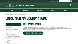 Check Your Application Status | Graduate Admissions | UNC Charlotte