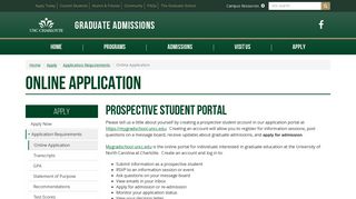 Online Application » UNC Charlotte Graduate Admissions