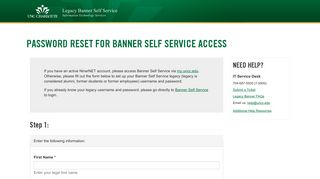 Legacy Banner Self Service | UNC Charlotte: Password Reset for ...