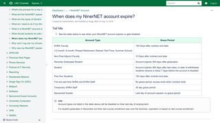 When does my NinerNET account expire? - UNC Charlotte