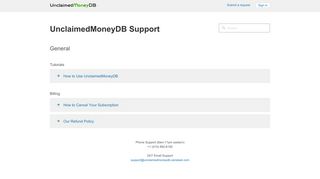 UnclaimedMoneyDB Support - Zendesk
