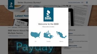 BBB Warns About Payday Lender Using Multiple Names