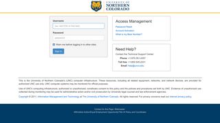 University of Northern Colorado Secure Authentication Portal