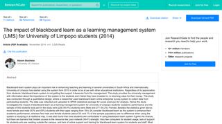 (PDF) The impact of blackboard learn as a learning management ...