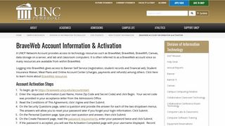 BraveWeb Account Information & Activation | The University of ... - UNCP