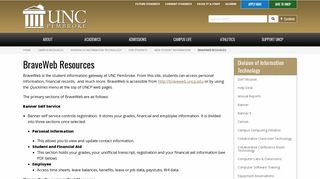 BraveWeb Resources | The University of North ... - UNC Pembroke