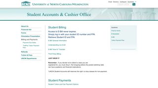 Student Accounts: UNCW - UNC Wilmington