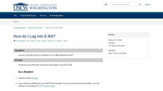 Article - How do I log into E-Bill? - TeamDynamix
