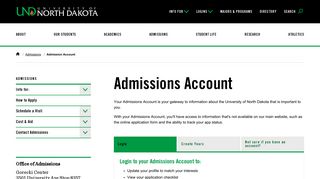 Admissions Account | University of North Dakota