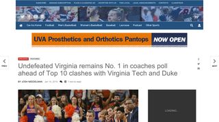 Undefeated Virginia remains No. 1 in coaches poll ahead of Top 10 ...