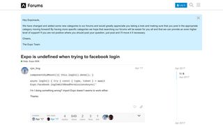 Expo is undefined when trying to facebook login - Expo SDK - Forums