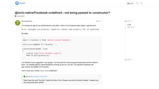@ionic-native/Facebook undefined - not being passed to constructor ...