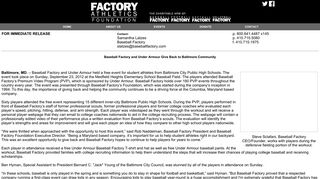 Factory Foundation - Baseball Factory and Under Armour Give Back to ...