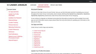 Your Account Center - Under Armour