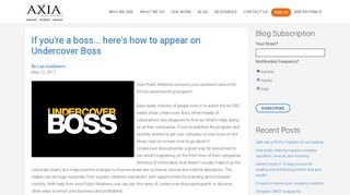 How to appear on Undercover Boss - Axia Public Relations