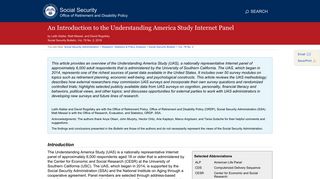 An Introduction to the Understanding America Study Internet Panel