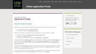 UNE Online Application - Applying to Study