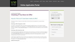 UNE Online Application - Checking If You Have An Offer
