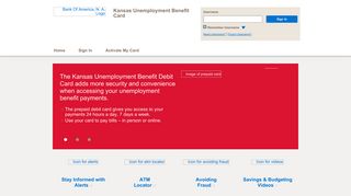 Kansas Unemployment Benefit Card - Home Page - Bank of America