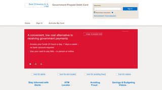 Government Prepaid Debit Card - Home Page - Bank of America