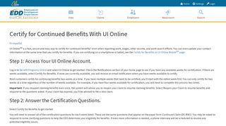 Certify for Continued Benefits With UI Online - EDD - CA.gov